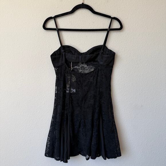 NWT NEW Meshki Lolita Black Lace Mini Dress Size M - Picture 3 of 6